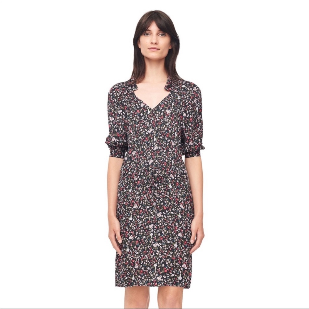 Rebecca Taylor Lyra Floral Hammered Silk Dress